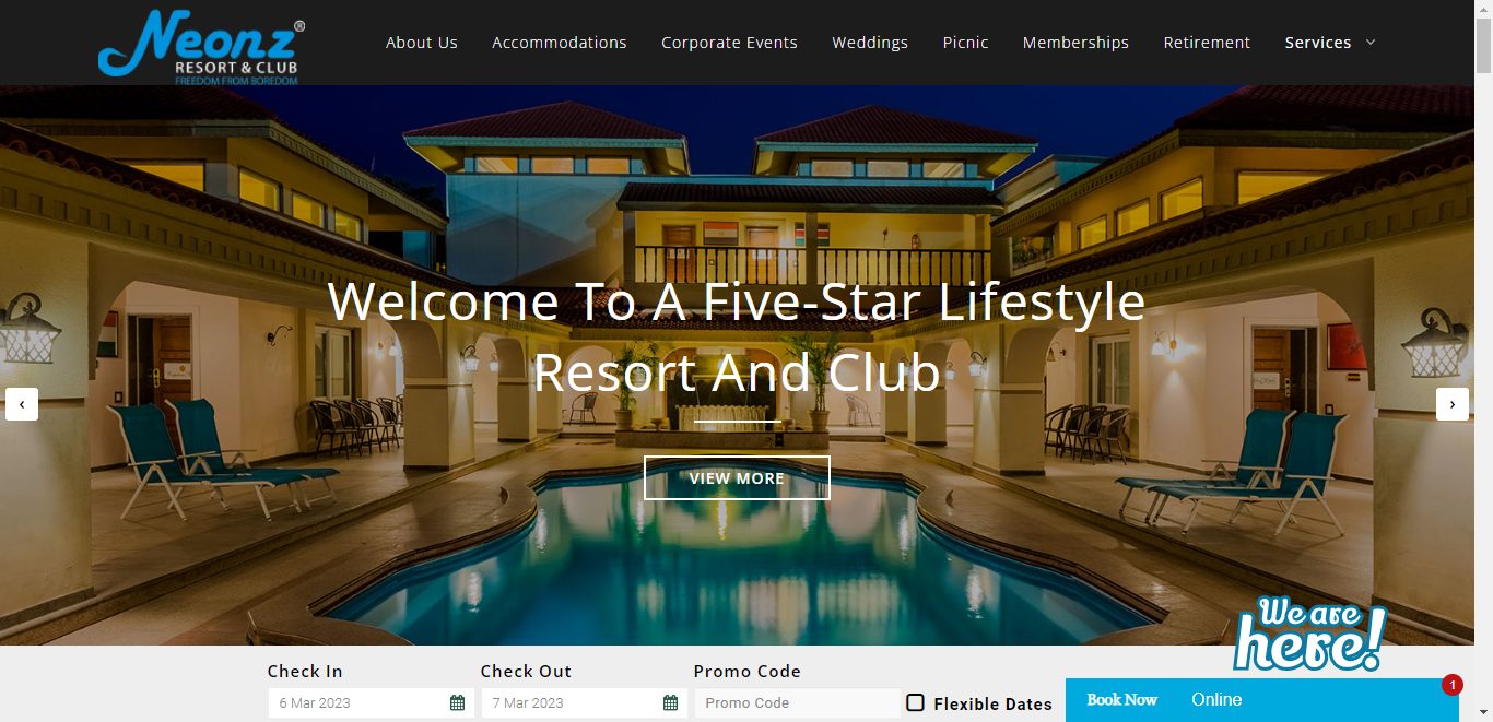 Neonz resort homepage