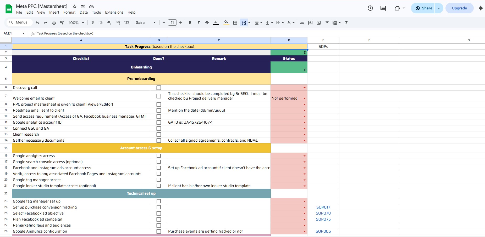 Meta Ads Mastersheet Meta Ads Mastersheet